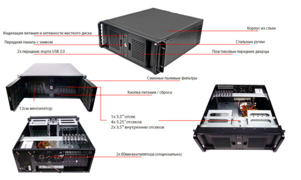 Серверный корпус 4U NR-N4800 (EATX 12x13, 4x5.25ext, 1x3.5ext, 2x3.5int, 528мм) черный, Negorack — изображение 14