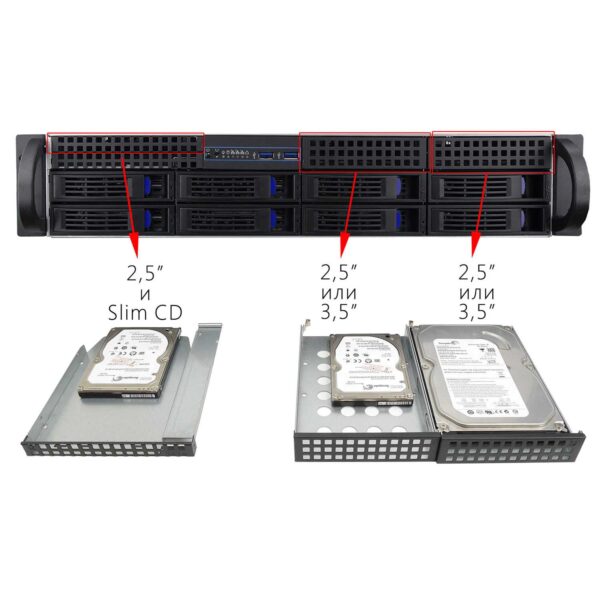 Серверный корпус 2U NR-R218 2x800Вт 8xHot Swap SAS/SATA (EATX 12x13, Slim CD, 650mm) черный Negorack — изображение 21