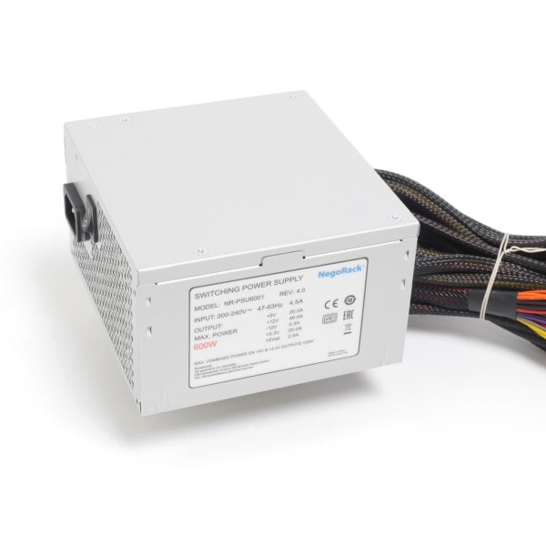 Блок питания ATX 600Вт NR-PSU6001 (24pin+8pin) 12mm fan, PS/2, EPS12V, Negorack — изображение 2