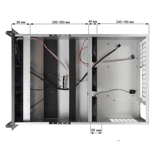 Корпус 4U NR-M48B (6xGPU или 8хGPU, ATX 12x9.6, 1x3.5int), 6xDelta fans, 650mm, черный, NegoRack — изображение 7