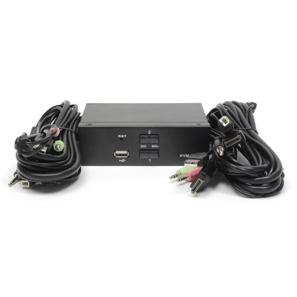 Переключатель KVM 2 порта Display Port, Audio, Microphone, 2xUSB, NR-MA21DP, Negorack — изображение 4