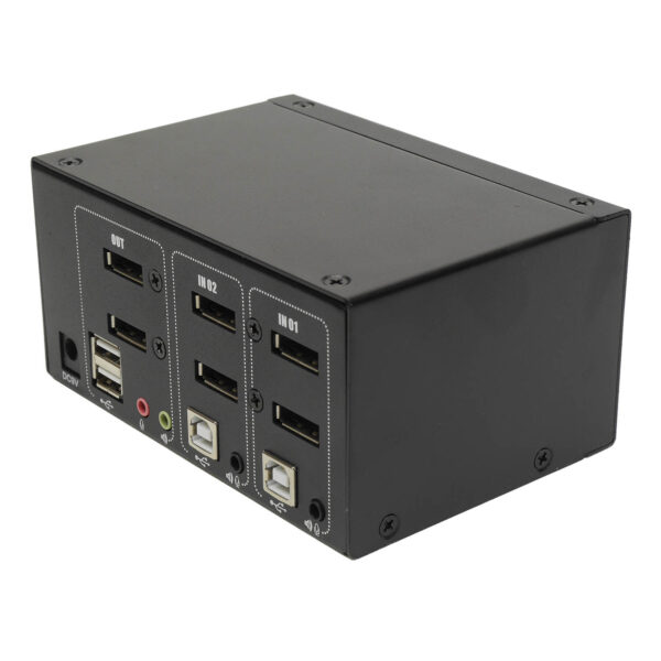 Переключатель KVM 2 порта 2x Display Port, Audio, Microphone, 2xUSB, NR-MA22DP, Negorack