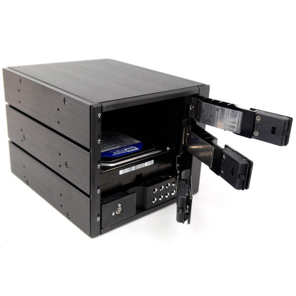 Корзина NR-BP3400SS -BK 3x5,25" с функцией "горячей замены" для 4х3.5" SAS/SATA2 HDD, металл, черная — изображение 3