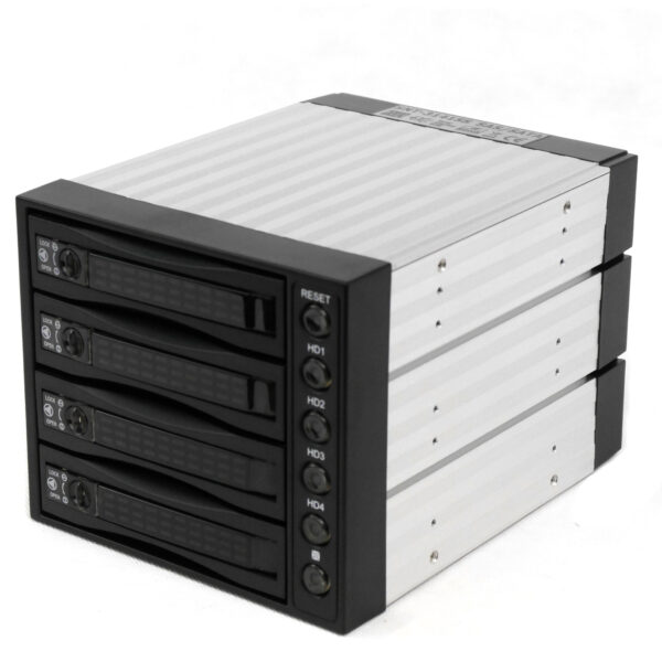 Корзина SNT-3141SS 3 x 5.25" с салазками "горячей" замены для 4 х 3,5" SAS/SATA2 HDD, черная