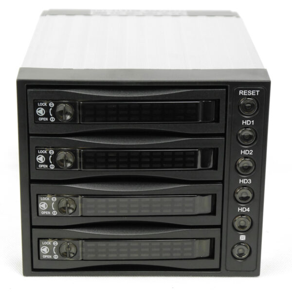 Корзина SNT-3141SS 3 x 5.25" с салазками "горячей" замены для 4 х 3,5" SAS/SATA2 HDD, черная — изображение 2