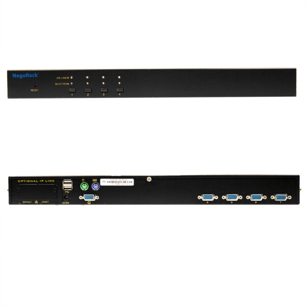 Переключатель KVM NR-MK104C, 19" rackmount, 1U, PS/2&USB, 4 порта, слот для IP модуля, Negorack — изображение 2