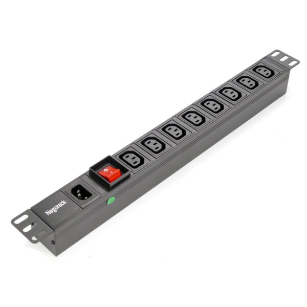 Блок силовых розеток в стойку 19" NR-PDU8C13-SW, 8 розеток C13, 10А, выключатель, гнездо C14