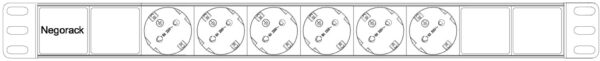 Блок силовых розеток в стойку 19" NR-PDU6-C14-2M, 6 розеток, 16А, шнур 2м, вилка C14, 1U, Negorack — изображение 3