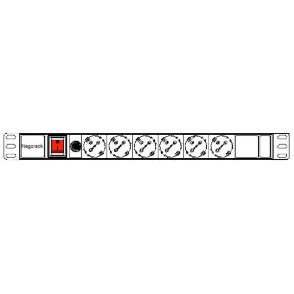 Блок силовых розеток в стойку 19" NR-PDU6-SW-OP-EU-2M, 6 розеток, 16А, выключатель, шнур 2м, Negorack — изображение 3