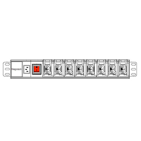 Блок силовых розеток в стойку 19" NR-PDU8C13-SW-L, 8 розеток C13 с фиксатором, 10А, выкл, гнездо C14 — изображение 7