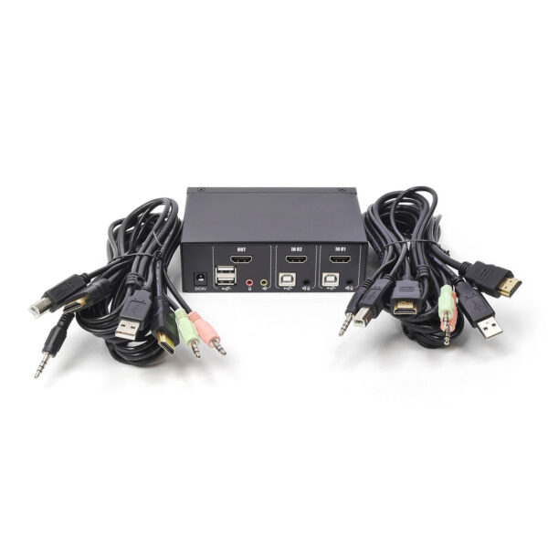 Переключатель KVM 2 порта HDMI, Audio, Microphone, 2xUSB, NR-MA21H, Negorack — изображение 5