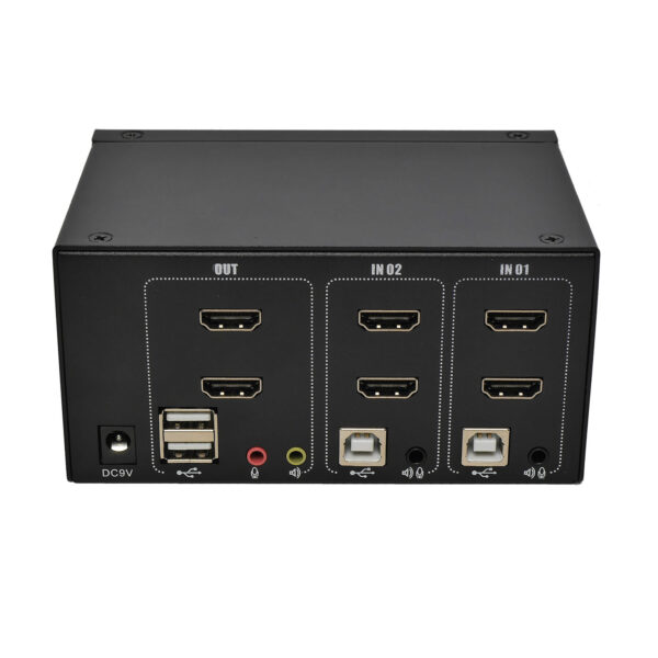 Переключатель KVM 2 порта 2хHDMI, Audio, Microphone, 2xUSB, NR-MA22H, Negorack — изображение 2